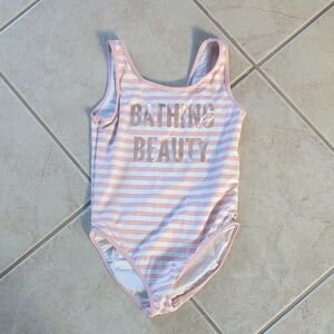 Kate Spade Pink and White Striped Swimsuit Girls Size 12 Bathing Beauty